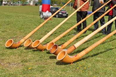 Alphorn-Bläser als Symbol für die Vereine Alphorn-Bläser als Symbol für die Vereine