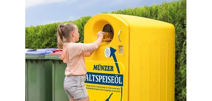 Altspeiseöl-Sammelboxen von Münzer
starten in Erzhausen Altspeiseöl-Sammelboxen von Münzer starten in Erzhausen