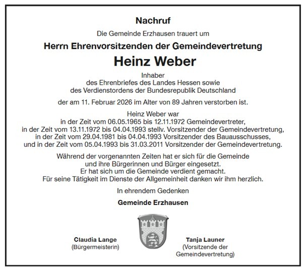 Nachruf Heinz Weber Nachruf Heinz Weber
