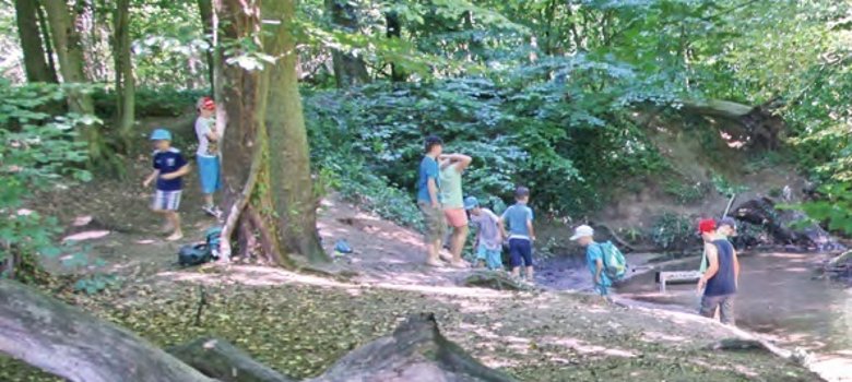 Spielende Jugendliche in der Natur
